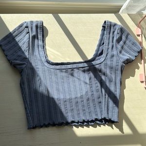 Offline by Arie blue square neck lettuce trim crop top in size XS